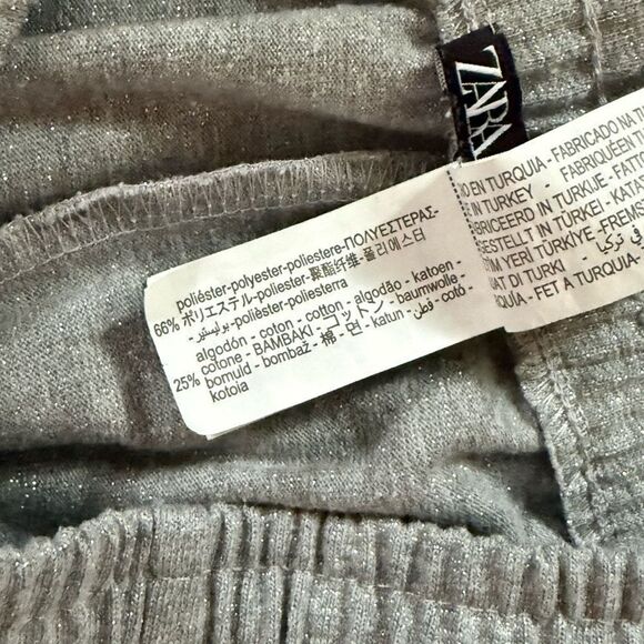 Zara Silver sparkle soft sweatpants with embossed NEW YORK on leg NWOT S - Picture 10 of 11